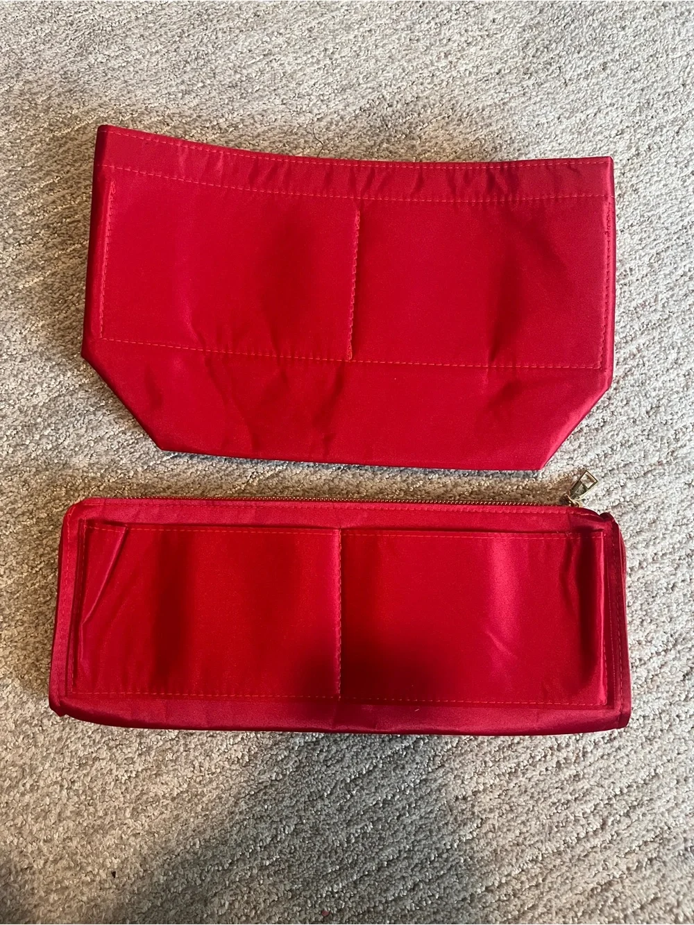 Purse Organizer Insert For Handbags, Purse Organizer With Zipper Silky Red.